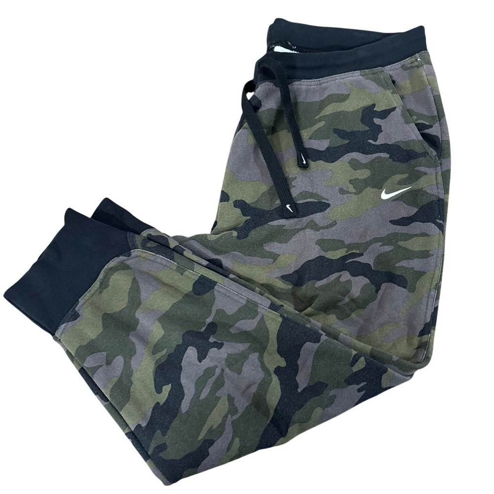 NIKE Dri-FIT Jogger Pants UNISEX XL Green Camo Cotton Blend Tapered Sweatpants